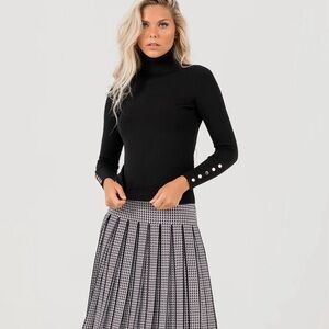 ALEEZA PARIS NWT Houndstooth Pleated Knit Skirt / Classic Wonder Skirt